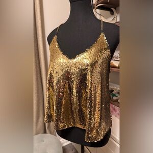 Gold Sequin Sleeveless Top